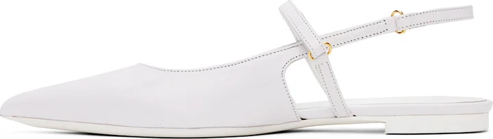 BY FAR SSENSE Exclusive White Jess Ballerina Flats - Image 3