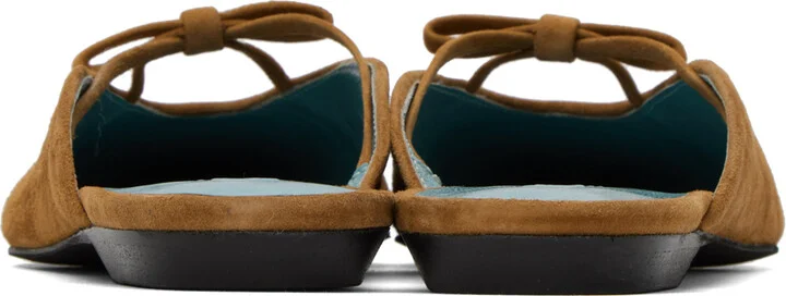 BY FAR Tan Finn Suede Leather Mules - Image 2