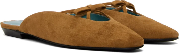 BY FAR Tan Finn Suede Leather Mules - Image 4