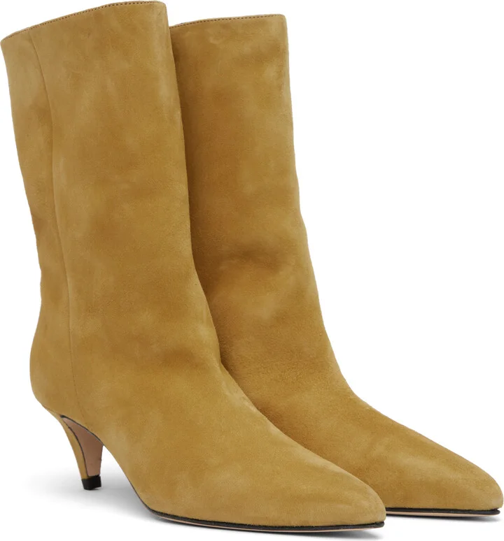 BY FAR Tan Lysander Kid Suede Leather Boots - Image 4