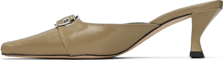 BY FAR Taupe Evelyn Glossed Nappa Leather Heels - Image 3