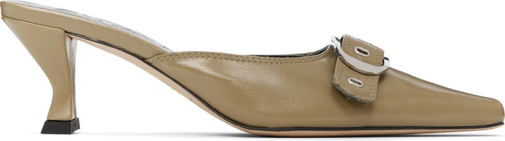 BY FAR Taupe Evelyn Glossed Nappa Leather Heels