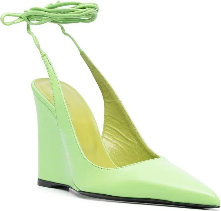 By Far Vaughn Leather Wedge Pumps - Image 3