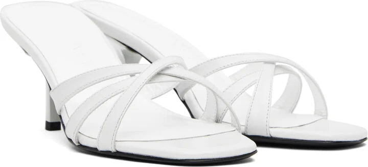 BY FAR White Julie Creased Calf Leather Heeled Sandals - Image 4