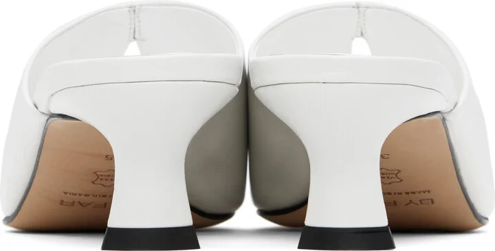 BY FAR White Luciana Creased Calf Leather Heels - Image 2