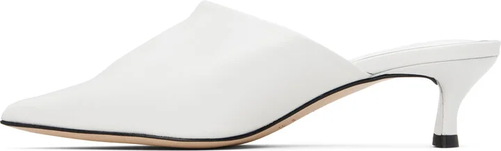 BY FAR White Luciana Creased Calf Leather Heels - Image 3