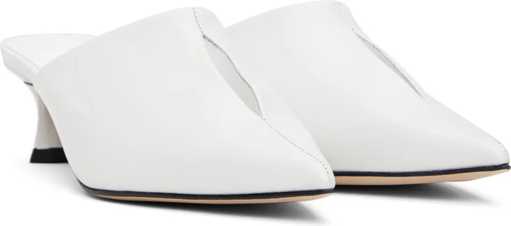 BY FAR White Luciana Creased Calf Leather Heels - Image 4