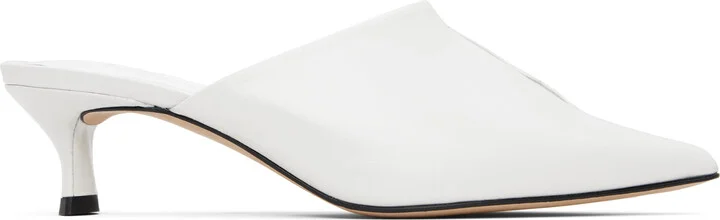 BY FAR White Luciana Creased Calf Leather Heels