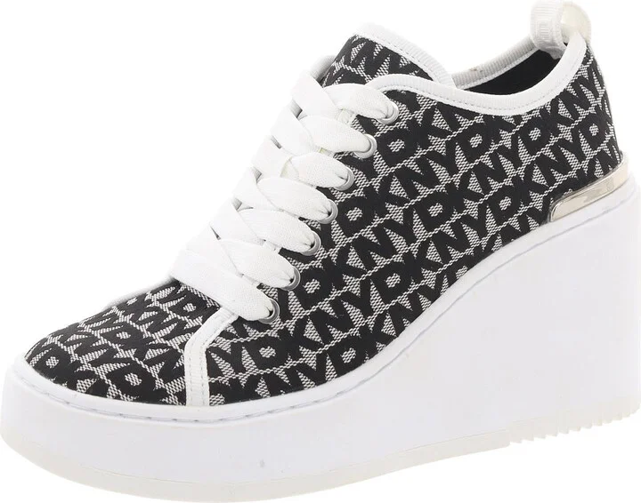 Byla Womens Lace-Up Canvas Wedge Boots