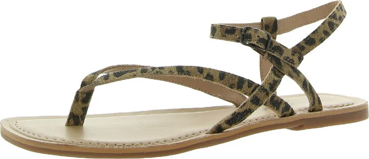Bylee Womens Faux Leather Ankle Strap Flat Sandals