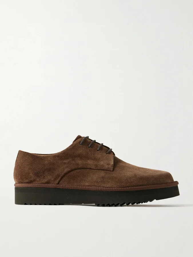 Byron Webbing-Trimmed Suede Derby Shoes
