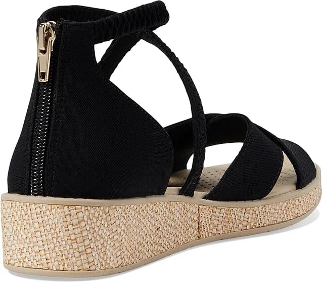 Bzees Bali Sand Strappy Wedge Sandals Women's Sandals Black : 9.5 W, Textile - Image 4