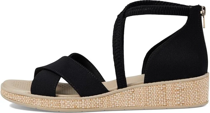 Bzees Bali Sand Strappy Wedge Sandals Women's Sandals Black : 9.5 W, Textile - Image 5