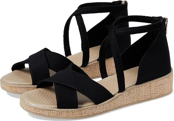 Bzees Bali Sand Strappy Wedge Sandals Women's Sandals Black : 9.5 W, Textile