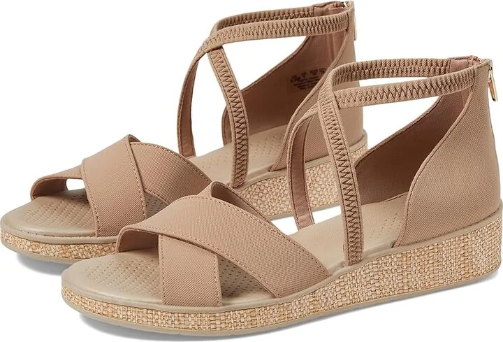Bzees Bali Sand Strappy Wedge Sandals Women's Sandals Walnut Brown : 7 W, Textile