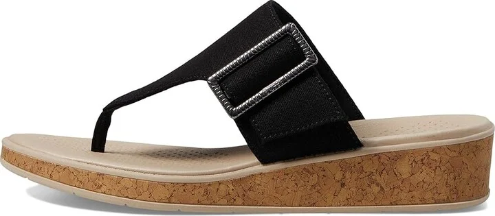 Bzees Bay Wedge Sandals Women's Sandals Black : 8.5 M, Synthetic/Textile - Image 5