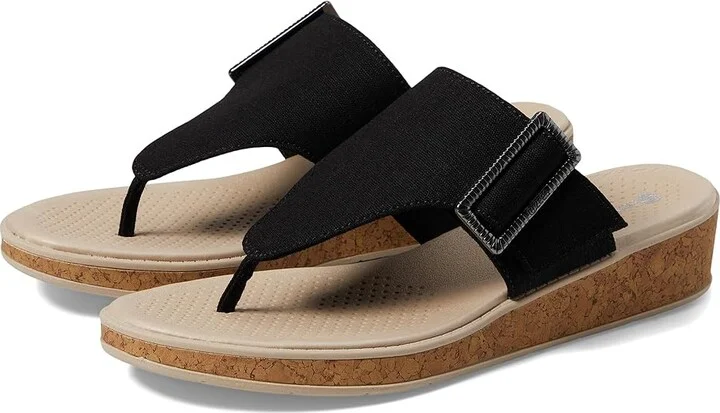 Bzees Bay Wedge Sandals Women's Sandals Black : 8.5 M, Synthetic/Textile