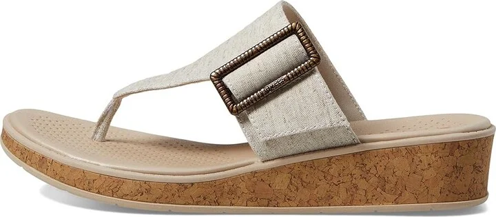 Bzees Bay Wedge Sandals Women's Sandals Natural Beige : 7.5 W, Textile - Image 5