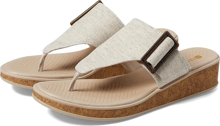 Bzees Bay Wedge Sandals Women's Sandals Natural Beige : 7.5 W, Textile