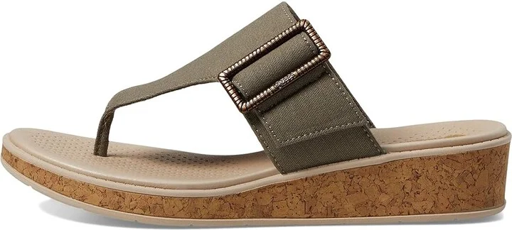 Bzees Bay Wedge Sandals Women's Sandals Olive Green : 8.5 W, Synthetic/Textile - Image 5