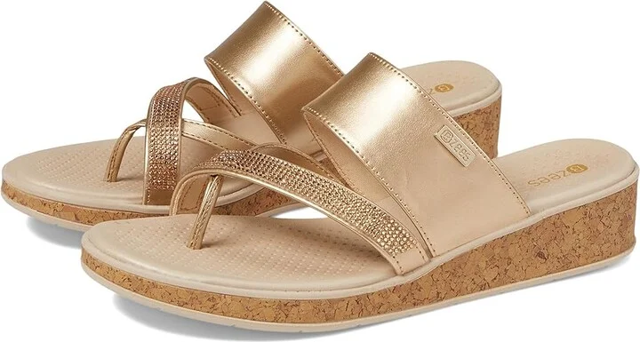 Bzees Bora Bright Wedge Sandals Women's Sandals Gold Metallic : 10 M, Synthetic