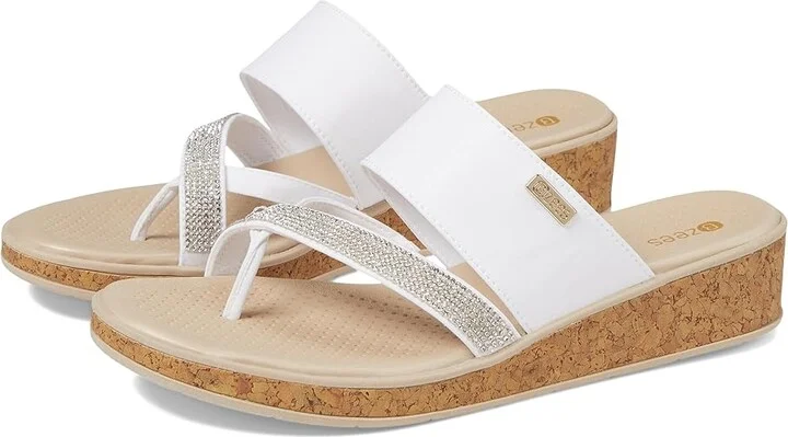 Bzees Bora Bright Wedge Sandals Women's Sandals White : 7.5 M, Leather/Synthetic