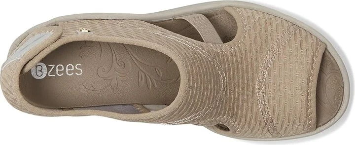Bzees Dream Women's Sandals Beige Sheer Fishnet : 9.5 M, Textile - Image 3