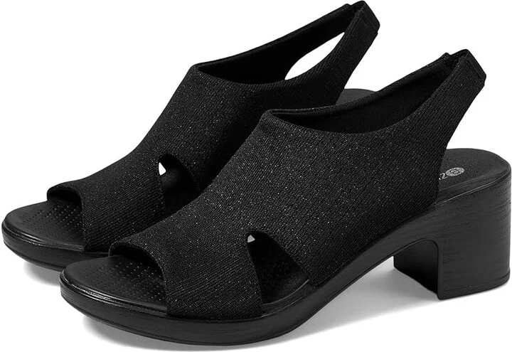 Bzees Eden Strappy Sandals Women's Sandals Black Fabric : 8 W, Textile