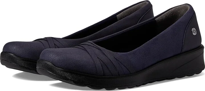 Bzees Goody Women's Shoes Navy Fabric : 10 W, Leather/Textile