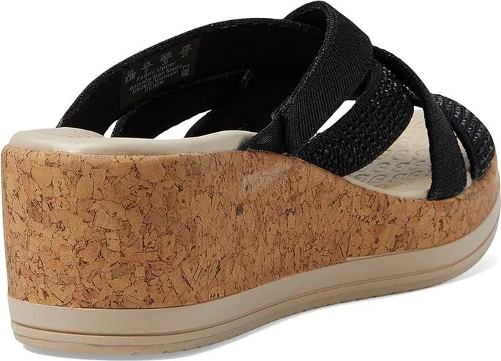 Bzees Reign Wedge Sandals Women's Sandals Black : 10 M, Textile - Image 4
