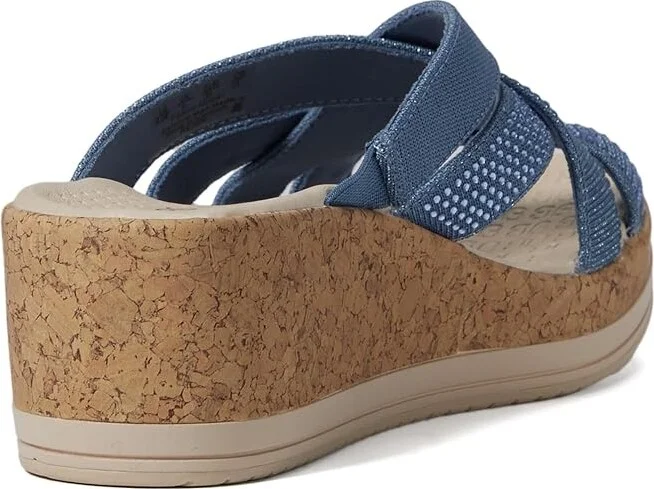 Bzees Reign Wedge Sandals Women's Sandals Blue : 9 M, Textile - Image 4