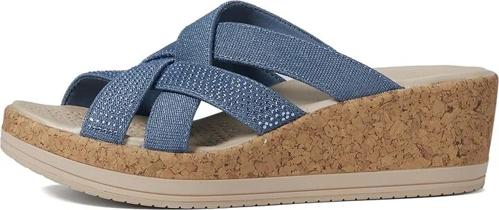 Bzees Reign Wedge Sandals Women's Sandals Blue : 9 M, Textile - Image 5