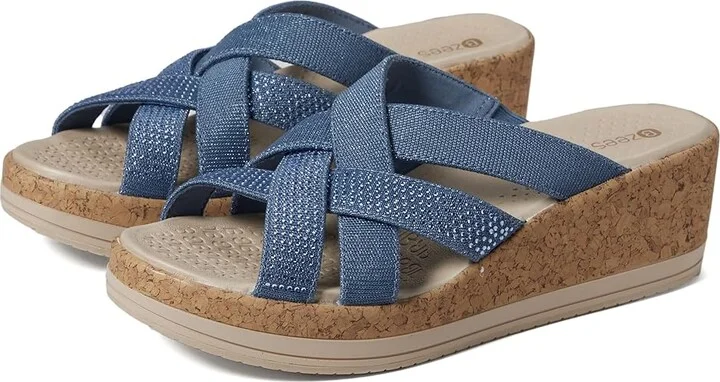 Bzees Reign Wedge Sandals Women's Sandals Blue : 9 M, Textile