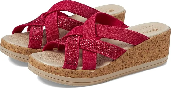 Bzees Reign Wedge Sandals Women's Sandals Magenta Pink : 6 M, Textile