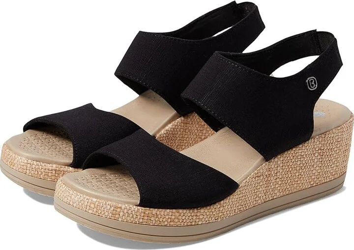 Bzees Reveal Ankle Strap Wedge Sandals Women's Sandals Black : 8 M, Synthetic/Textile