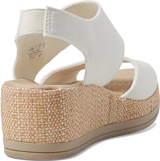 Bzees Reveal Ankle Strap Wedge Sandals Women's Sandals Bright White : 8.5 M, Synthetic/Textile - Image 4