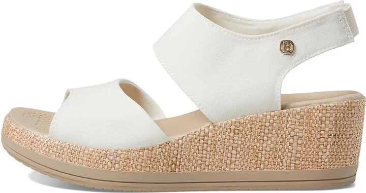 Bzees Reveal Ankle Strap Wedge Sandals Women's Sandals Bright White : 8.5 M, Synthetic/Textile - Image 5