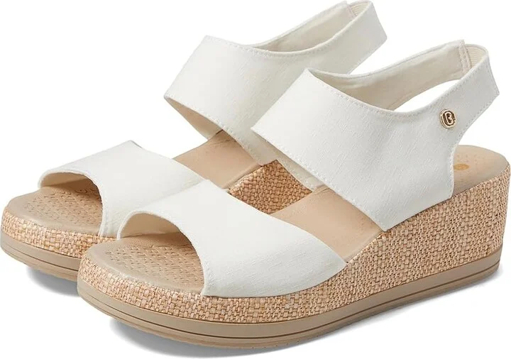 Bzees Reveal Ankle Strap Wedge Sandals Women's Sandals Bright White : 8.5 M, Synthetic/Textile