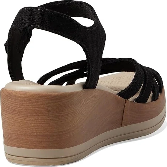 Bzees Rhythm Wedge Strappy Sandals Women's Sandals Black Fabric : 11 M, Synthetic - Image 4