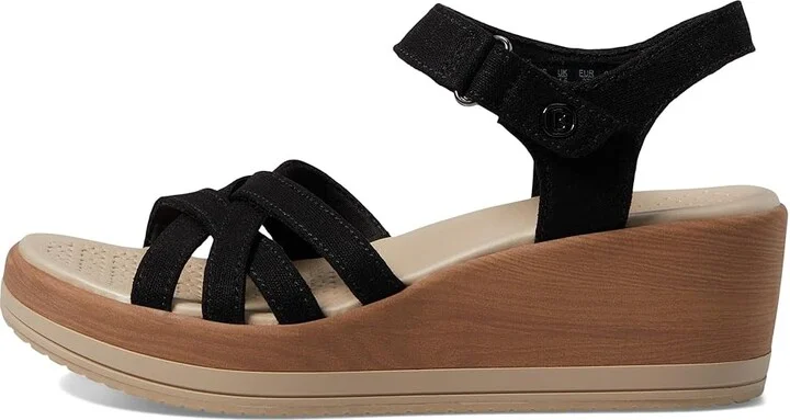 Bzees Rhythm Wedge Strappy Sandals Women's Sandals Black Fabric : 11 M, Synthetic - Image 5