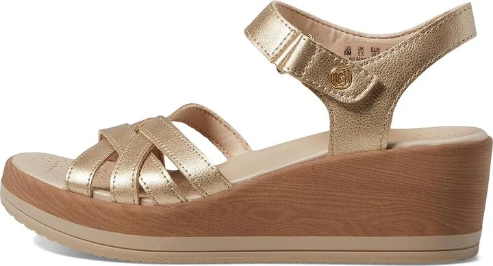 Bzees Rhythm Wedge Strappy Sandals Women's Sandals Metallic Gold : 9.5 M, Synthetic/Textile - Image 5