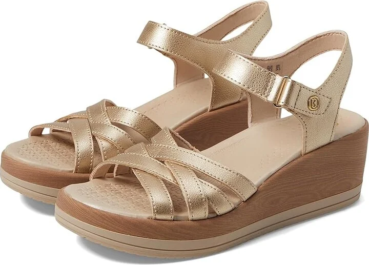 Bzees Rhythm Wedge Strappy Sandals Women's Sandals Metallic Gold : 9.5 M, Synthetic/Textile