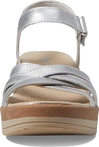 Bzees Rhythm Wedge Strappy Sandals Women's Sandals Metallic Silver : 9.5 M, Synthetic/Textile - Image 2