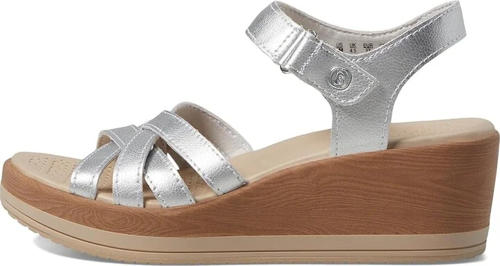 Bzees Rhythm Wedge Strappy Sandals Women's Sandals Metallic Silver : 9.5 M, Synthetic/Textile - Image 5