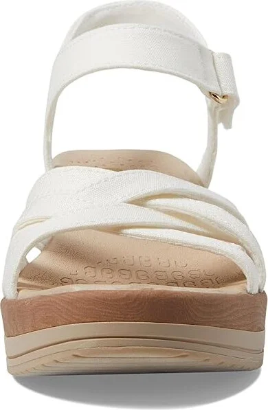 Bzees Rhythm Wedge Strappy Sandals Women's Sandals White Fabric : 9.5 M, Synthetic - Image 2