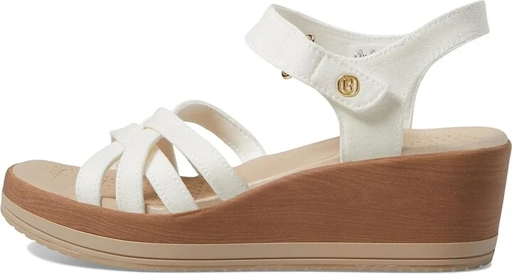 Bzees Rhythm Wedge Strappy Sandals Women's Sandals White Fabric : 9.5 M, Synthetic - Image 5