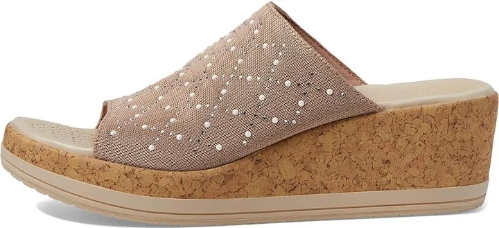 Bzees Royal Wedge Sandals Women's Sandals Biscotti Shimmer : 9.5 M, Textile - Image 5
