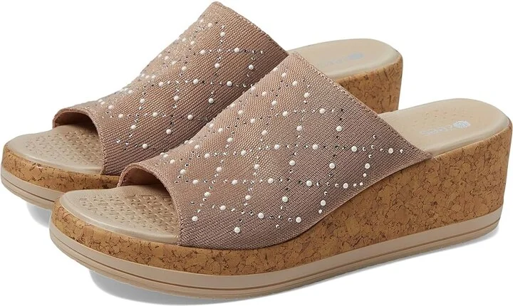 Bzees Royal Wedge Sandals Women's Sandals Biscotti Shimmer : 9.5 M, Textile
