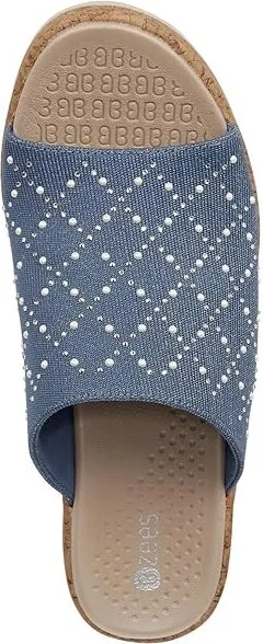 Bzees Royal Wedge Sandals Women's Sandals Blue Shimmer : 9 M, Textile - Image 2