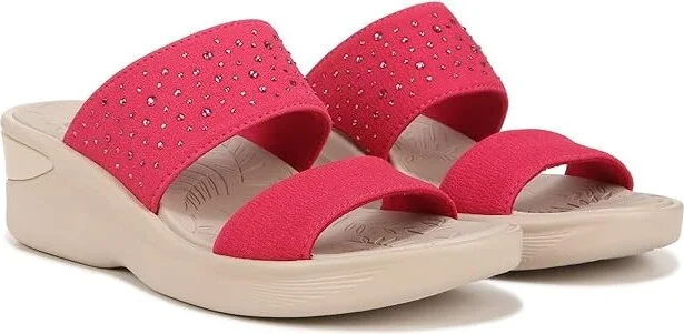 Bzees Sienna Bright Wedge Sandals Women's Sandals Magenta Pink : 8 M